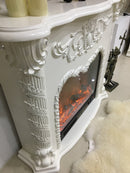 Camino Elettrico da Pavimento 102x120x33 cm Effetto Fiamma 1500W Florence Bianco
