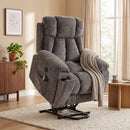 Poltrona Elettrica Alzapersona Reclinabile 155° 98x99x104 cm con Massaggio 8 Punti e Riscaldamento in Ciniglia Grigio Chiaro      