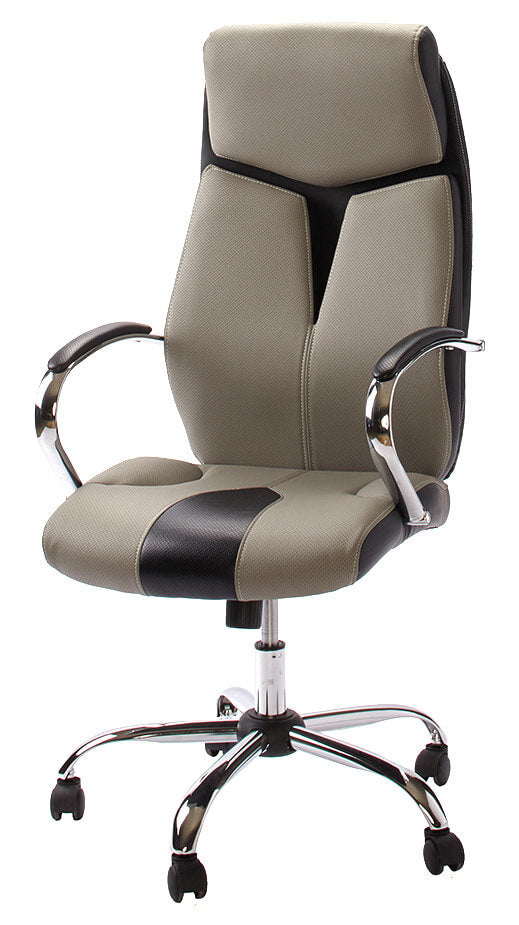 online Sedia Poltrona Presidenziale da Ufficio in Similpelle Motti Ottawa Nera e Beige