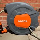 Avvolgitubo da Giardino 44,5x23,5x42 cm Staffaggio a Parete e Maniglia di Trasporto Tubo 30m 