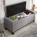 Cassapanca Pouf Contenitore Panca Fondoletto 110x40x40 cm in Tessuto Grigio Chiaro      