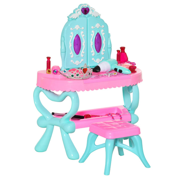 Specchiera Giocattolo per Bambini 49,5x23x66 cm Tavolo per Trucco Blu e Rosa prezzo