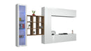 Parete Attrezzata Soggiorno 350x30x180 cm Maruska n°23 Bianco Lucido/Rovere Wotan 