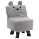 Sedia Poltrona per Bambini 30x30x45 cm Design Orsetto Morbido Grigio
