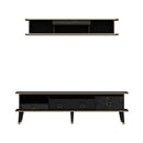 Porta tv con pensile Bientv 180 effetto marmo nero particolari oro