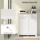 Mobile Portabiancheria da Bagno 78x38x90 cm con 2 Ceste Rimovibili Cassetti e Ante a Ribalta Bianco  