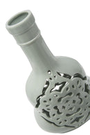 Vaso Carving Bianco 21,5x14x35,5 cm Porcellana Azzurro