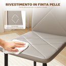 Set di 4 Sedie da Pranzo 41x50x97 cm con Schienale Alto in Finta Pelle e Acciaio Grigio      