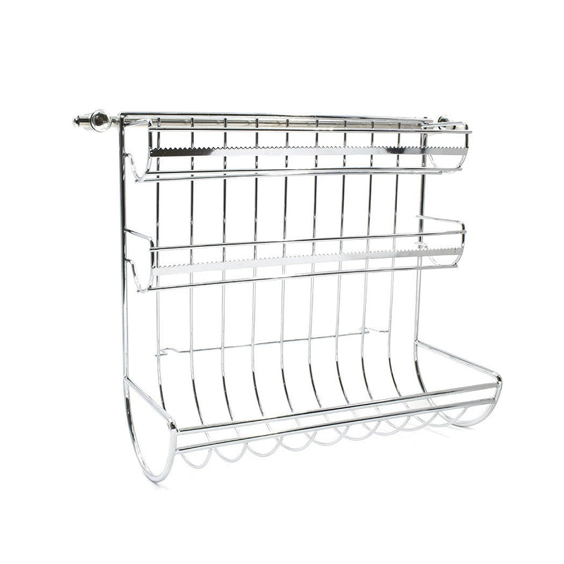 Portarotolo Pellicola da Parete 3 Scompartimenti in Metallo con Lama a Seghetto