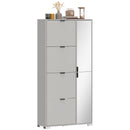 Scarpiera con Specchio 82x30x168 cm 4 Cassetti Ribalta e Armadietto 2 Ante in MDF Grigio      