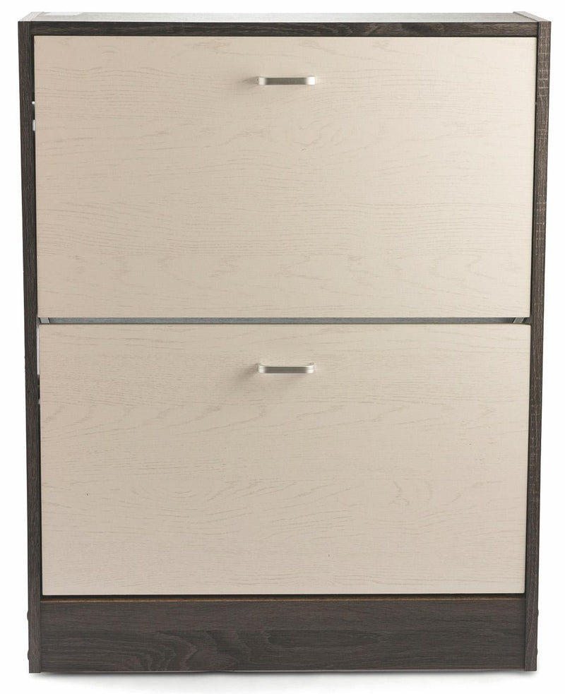 Scarpiera 2 Scomparti in MDF 63x24x80 cm Soriani Bianco e Grigio Scuro