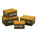 Set 4 Scatole in tessuto verde rettangolare