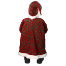 Babbo natale in tessuto damascato rosso con pacchi regalo cm xh80