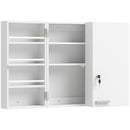 Armadietto Medicinali 53x20x53 cm con 3 Mensole Interne e 8 Portabottiglie in Legno e Metallo Bianco      