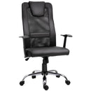 Sedia da Ufficio Presidenziale Ergonomica in Rete e Similpelle Altezza Regolabile Nera 