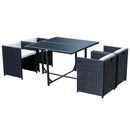 Set Salotto da Giardino in Rattan Sintetico 4 Poltrone e Tavolino Nero 