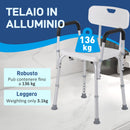 Sedia per Doccia 51,5x51,5x71-84 cm Altezza Regolabile e Piedini Antiscivolo in Alluminio Bianco  