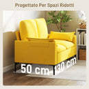 Divano 2 Posti Design Moderno 130x77x84 cm con Cuscini Rivestimento in Tessuto Spugna Giallo  