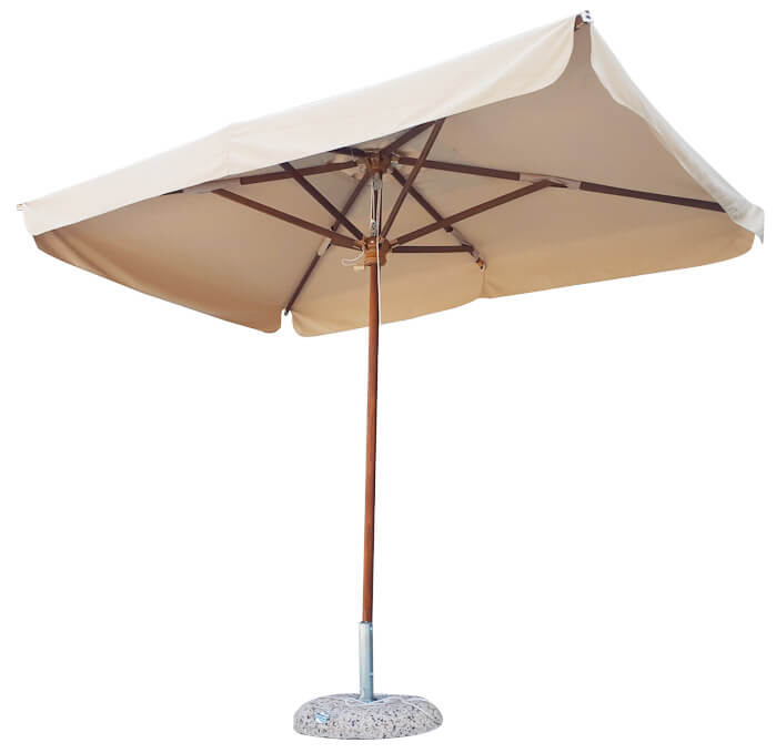 Ombrellone da Giardino 2x3 m Palo Ø48 mm in Legno Telo in Acrilico con Balza Danieli Sydney Ecrù