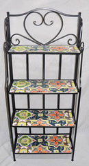 Portapiante 4 Ripiani da Giardino 26x55x135 cm in Metallo con Mosaico