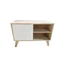 Mobiletto a 2 Vani Antine Scorrevoli in Legno Paulownia Naturale e Bianco Fadi