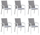 Set Tavolo e 6 Sedie da Giardino in Alluminio e Textilene Bianco