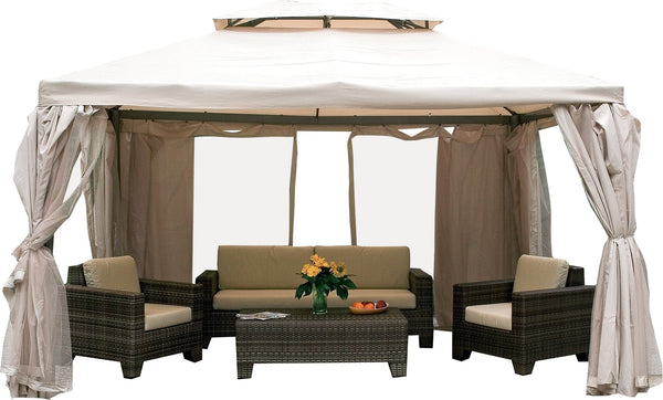 Gazebo da Giardino 4x4 mt in Alluminio con Zanzariera Bauer Ecrù acquista