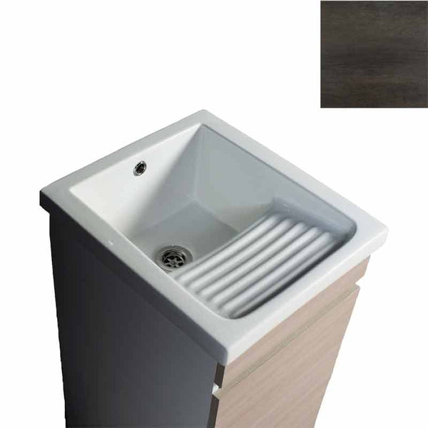 prezzo Mobile Lavatoio in Ceramica 1 Anta e Strofinatoio Integrato 45x50x86A cm Olmo Scuro