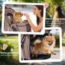 Passeggino per Cani Pieghevole con Catarifrangenti Freni e Cuscino Lavabile Caffè      