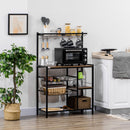 Mobile Cucina con 5 Ganci 3 Ripiani 4 Cestelli 83,5x39x133 cm in MDF e Acciaio Marrone