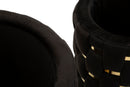 Puff con Contenitore Shanty Nero Set 2 Pz Ø37x42 cm - Ø28x35 cm in Ferro e MDF e Spugna e Poliestere Nero e Oro      