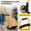 Carrello Portapacchi 38,5x40x102 cm con Maniglia Telescopica Portata 60 kg e Telaio in Acciaio Giallo      