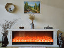 Camino Elettrico da Pavimento 60x180x33 cm Effetto Fiamma 1500W Skyline Bianco