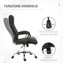 Sedia da Ufficio Ergonomica Basculante e Imbottita 62x76x110-119 cm in Poliestere Effetto Lino Nero  