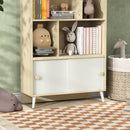 Libreria per Bambini con Ripiani Aperti e Armadietto 80x30x140,5 cm Bianco e color Legno  
