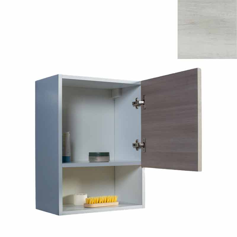 Pensile Bagno Lavanderia con 1 Anta e Vano a Giorno 43x27x58 cm in Nobilitato Olmo Bianco