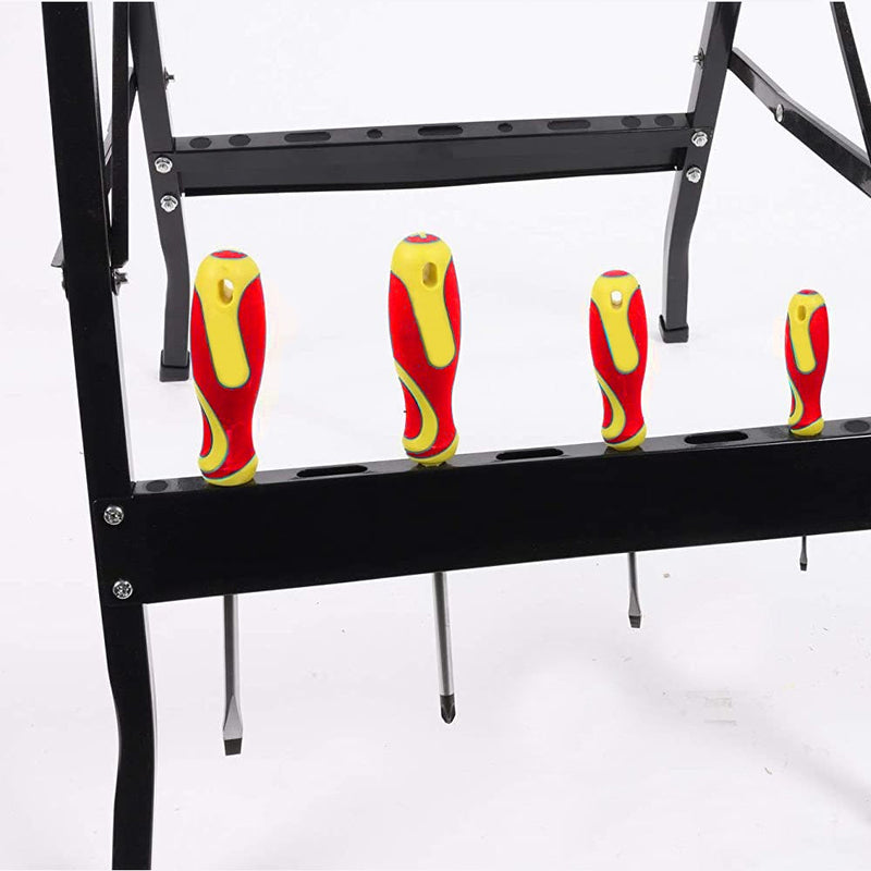 Banco Pieghevole da Lavoro per Fai da Te con Morsetti Laterali e Portautensili