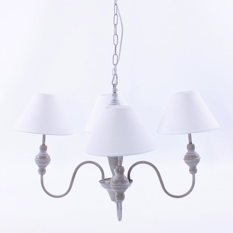 Lampadario a Sospensione Ø56 in MDF Design Shabby Bianco
