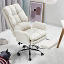 Sedia Poltrona da Ufficio Presidenziale Imbottita con Poggiapiedi Beige