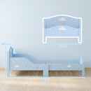 Letto Montessori per Bambini 3-6 Anni 146x76,5x54,5 cm con Sponde Anti-Caduta a Forma di Nuvola in MDF e Compensato Blu      