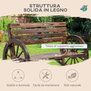 Panchina da Giardino 2 Posti 105,5x56x79 cm con Braccioli a Ruota di Carro in Legno a Doghe Marrone Bruciato      
