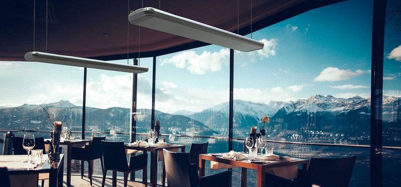 Stufa Elettrica ad Infrarossi 110x20,1x5,8 cm da Soffitto 1500W in Alluminio Moel Hot-Top Silver