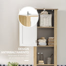 Mobile Bagno Alto 1 Cassetto 2 Armadietti 2 Ripiani 37x30x184 cm in Truciolato Bianco e Legno Naturale
