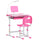 Banco Scuola con Sedia per Bambini con Lampa LED e Leggio Rosa