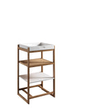 Scaffale 3 Ripiani con Cassetto in Bambù 45x35x75cm TFT Accessories Bianco Marrone