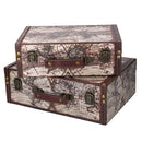 Set 3 Valigie in Similpelle mappamondo rettangolare