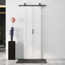 Porta Scorrevole a Libro Pieghevole a Portafoglio 70x210 cm con Superficie Verniciabile in MDF e Acciaio Bianco      