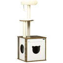 Albero Tiragraffi 49x46x131,5 cm con Portalettiera e Pallina Marrone