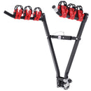 Portabici per Auto Posteriore Pieghevole 3 Biciclette 40 kg in Acciaio e Alluminio Nero e Rosso 66x54x47 cm 