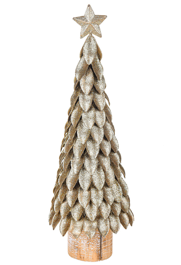 Abete in Metallo con Glitter H40 cm Oro sconto